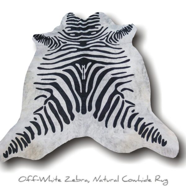 Off White Zebra | Animal Print Cowhide Leather Rug