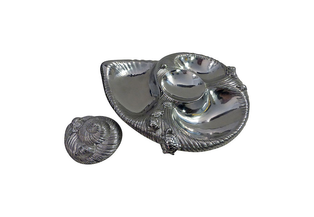 Seashell with Turtles Metal Snack Tray