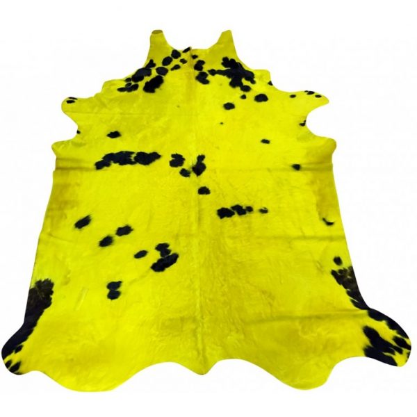 YELLOW SPOTTED DYED COWHIDE RUG