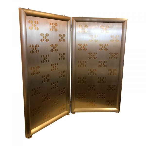 Pierced-Cut Aluminum and Brass, 2 Panel Folding Screen