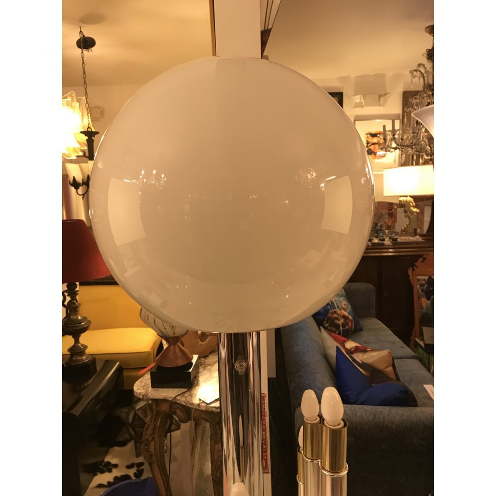 Restored, Mid-Century Post Lamp W/ Smoked Lucite Halo