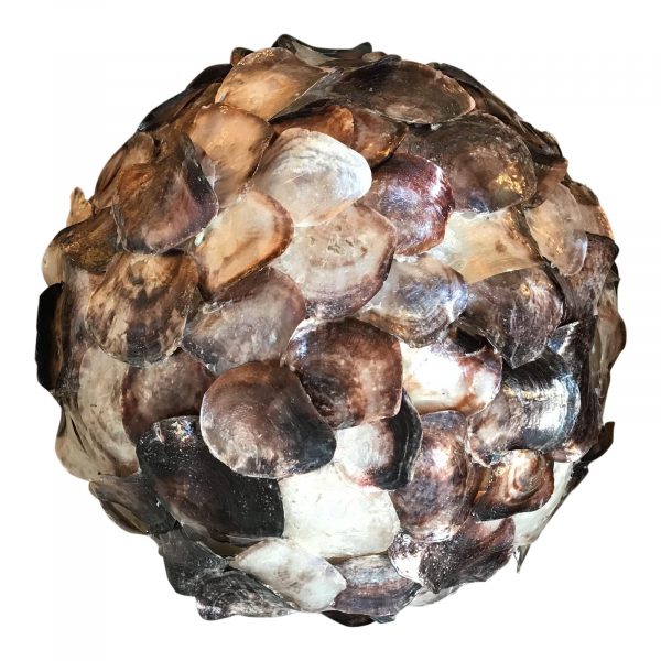 Shell Covered Large Sphere Pendant Light, Vintage