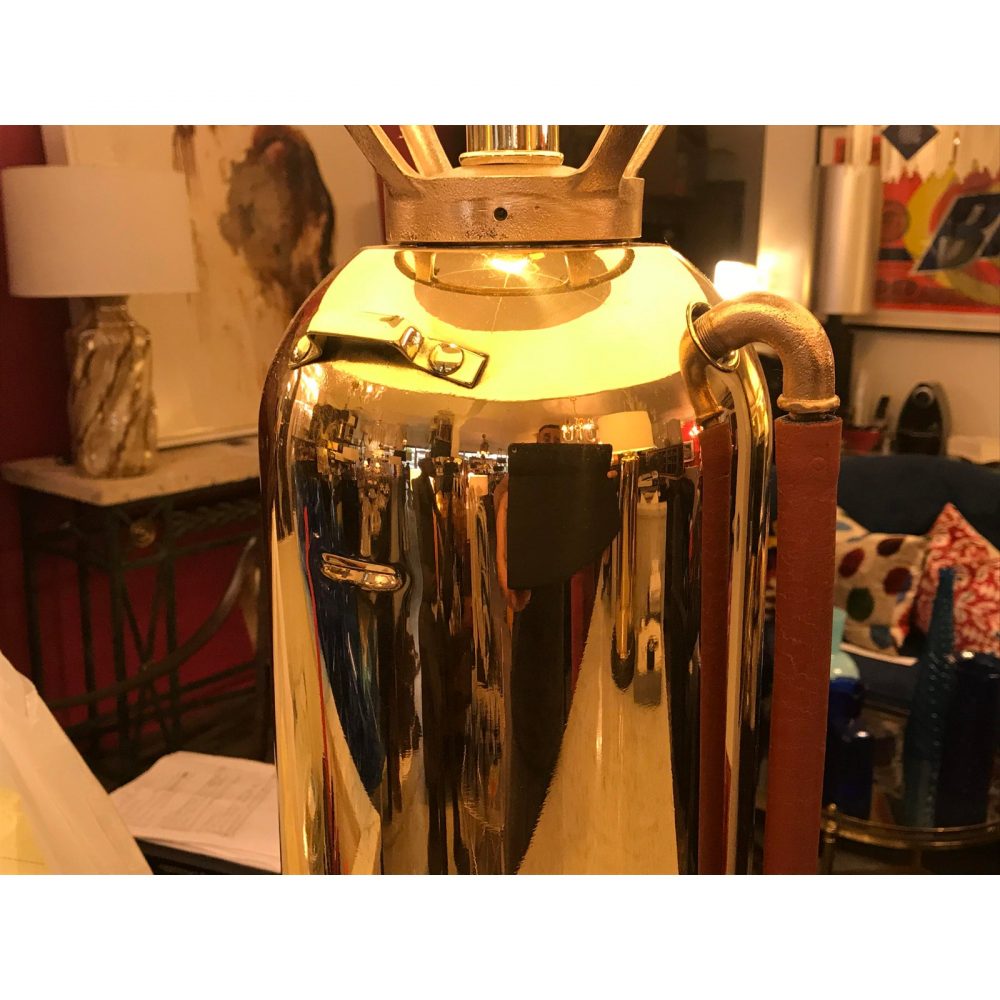 Restored Vintage Brass Fire Extinguisher Table Lamp