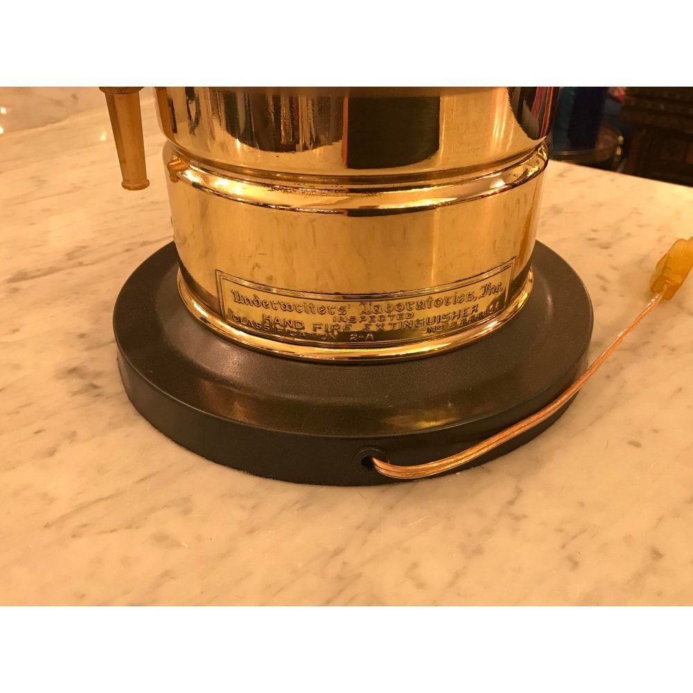Restored Vintage Brass Fire Extinguisher Table Lamp