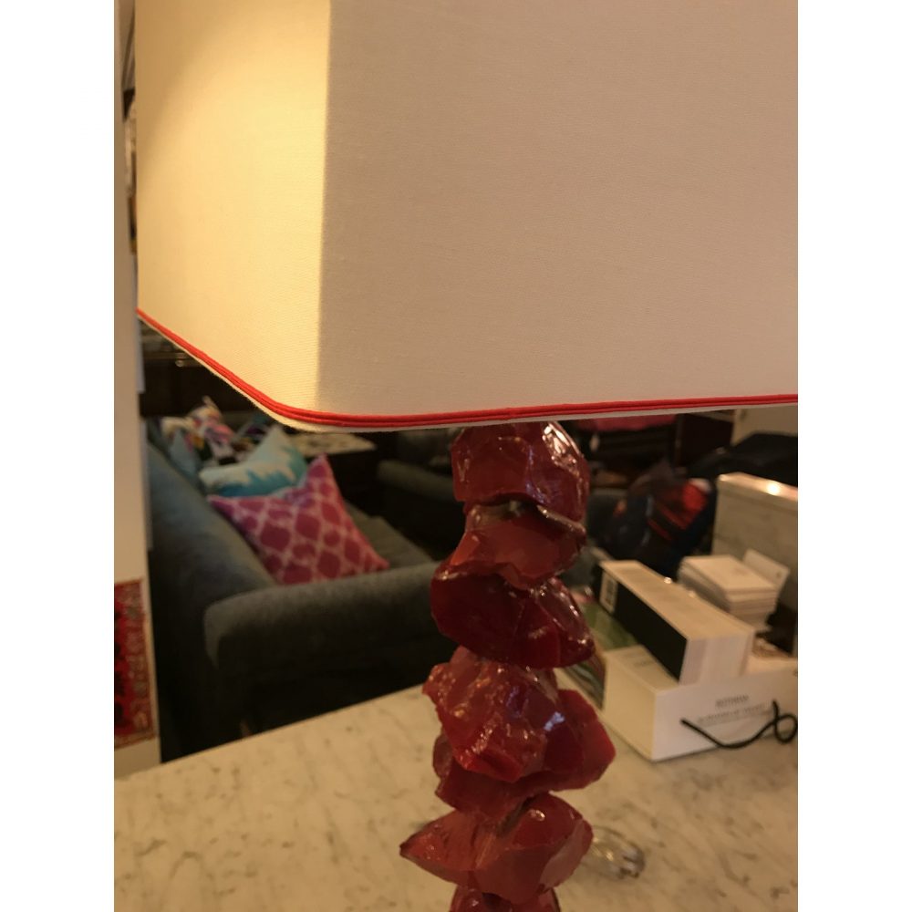 Murano Red Glass Table Lamp, by Glass Artist Luigi Benzoni