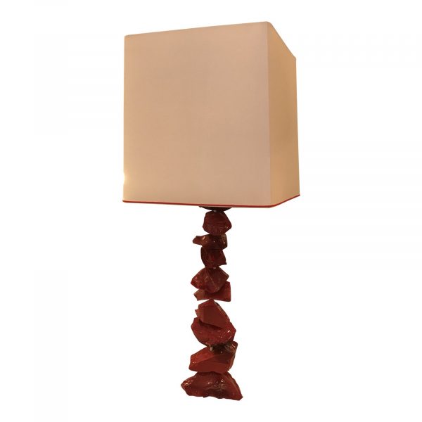 Murano Red Glass Table Lamp, by Glass Artist Luigi Benzoni