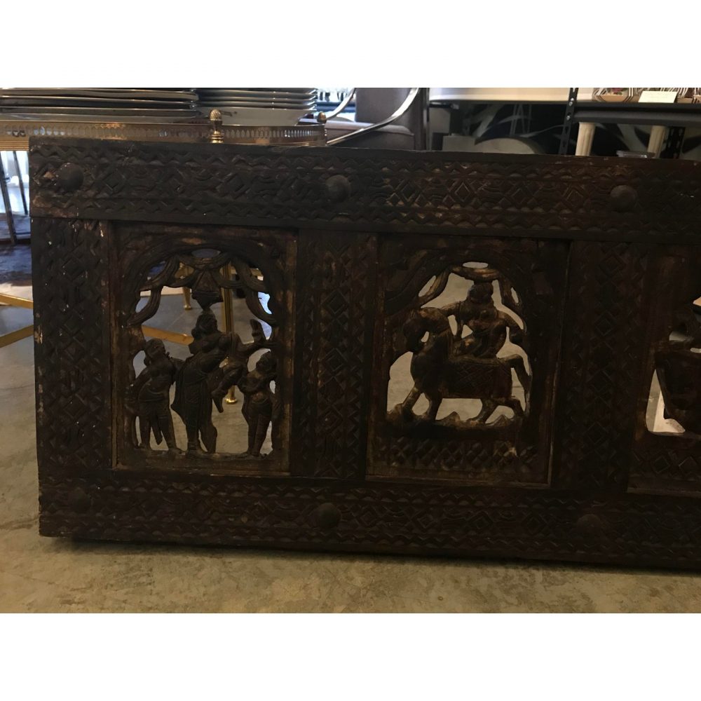 One of a Kind Antique Carved Wooden Temple Wall Ornamen