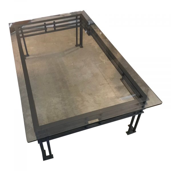 Steel and Glass Rectangular Cocktail Table