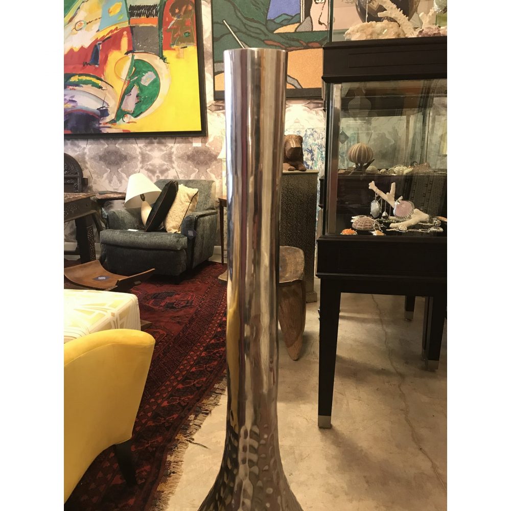 Silver Metal Hand - Hammered Tall Vessel