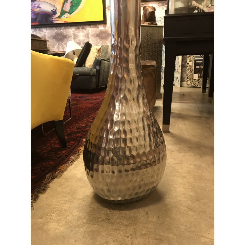 Silver Metal Hand - Hammered Tall Vessel