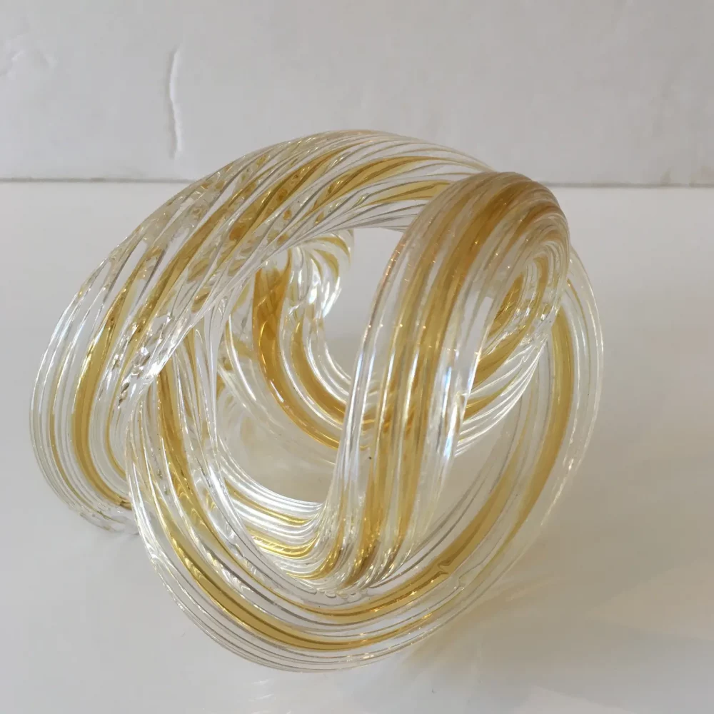 Murano Glass Ribbed and Twisted Hand Blown Sculpture
