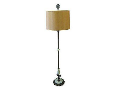 1920’s Brass Floor Lamp with Slag Glass