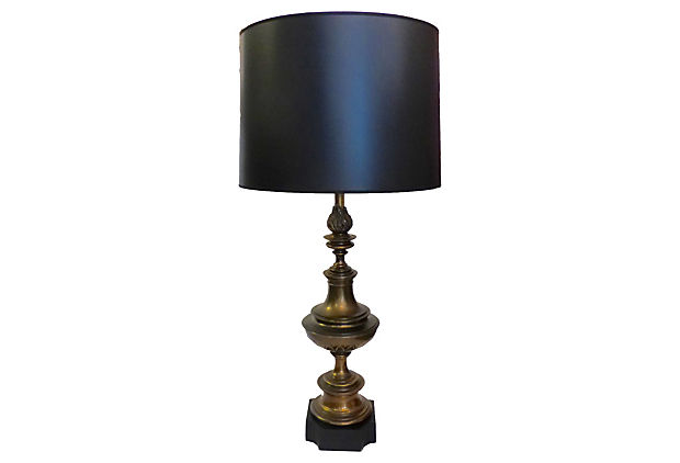 Brass Table Lamps w/ Custom Shades, S/2