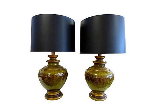 Mid Century Large Ceramic Table Lamps – Pair