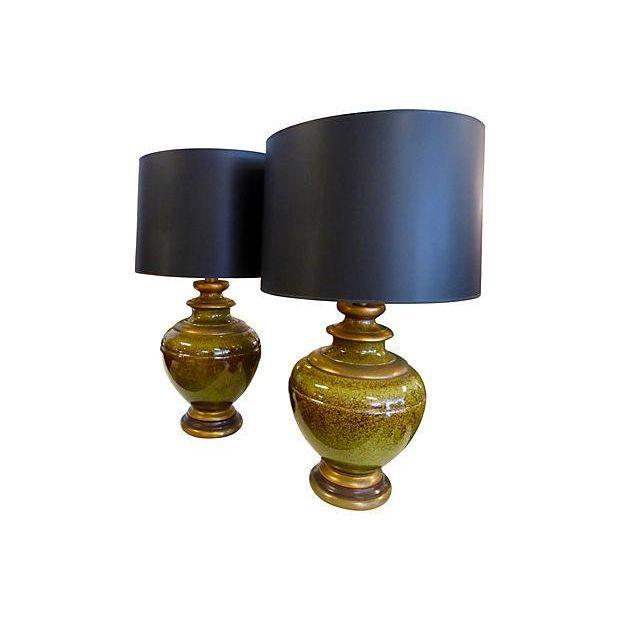 Mid Century Large Ceramic Table Lamps – Pair