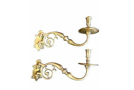 Brass Wall Candle Holders – A Pair