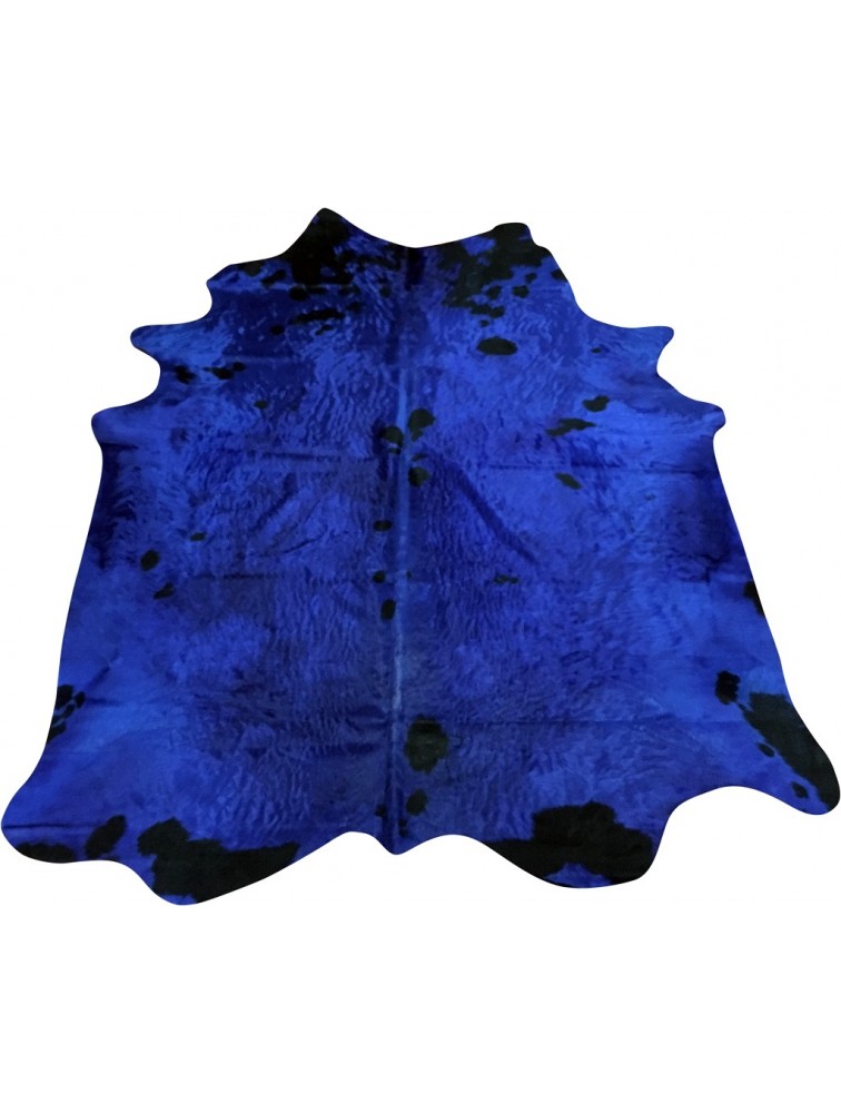 Blue spotted dyed cowhide rug