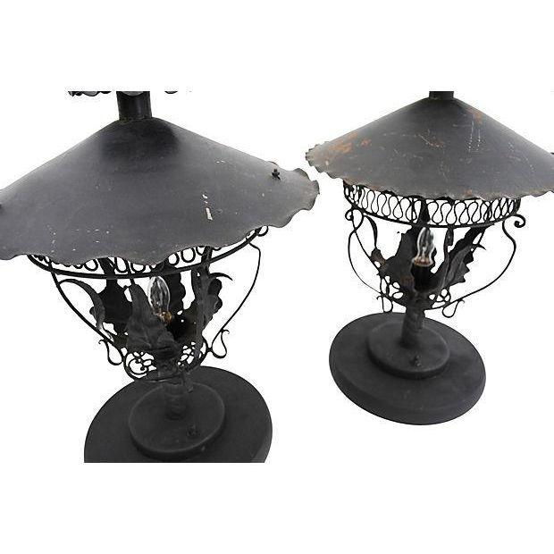 Converted Gas Table Lamps - A Pair