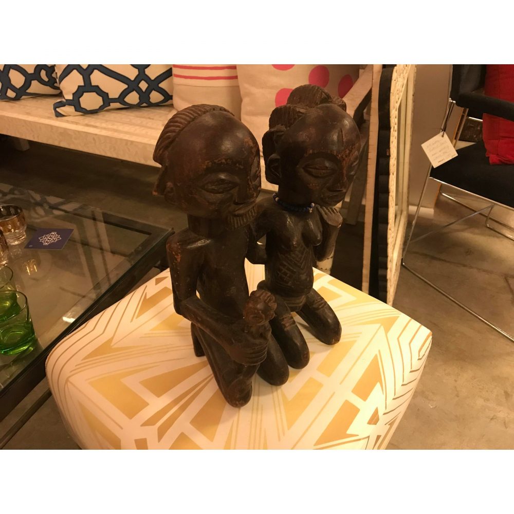 African, Luba Tribe Wood Carving of a Family, Vintage