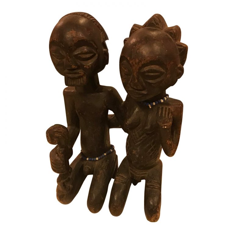 African, Luba Tribe Wood Carving of a Family, Vintage