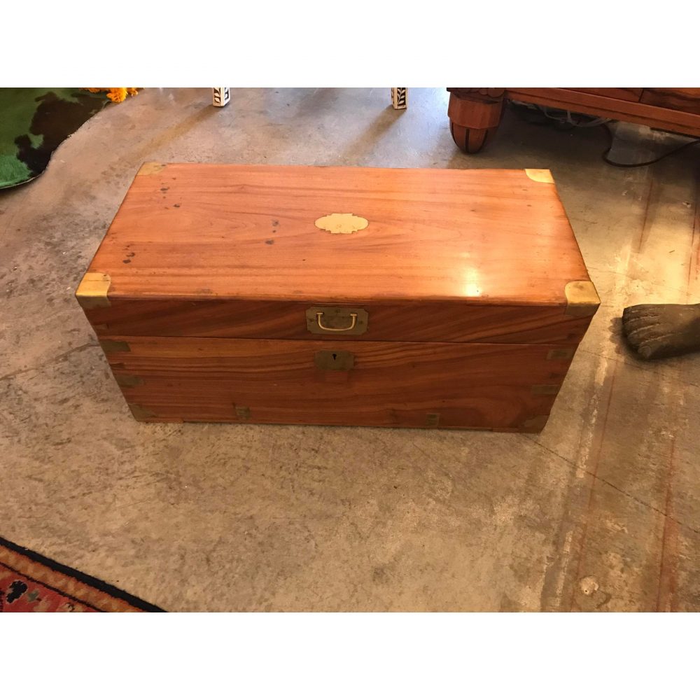Hand-Made Camphor Wood Chest, W/ Brass Detailing, Vintage
