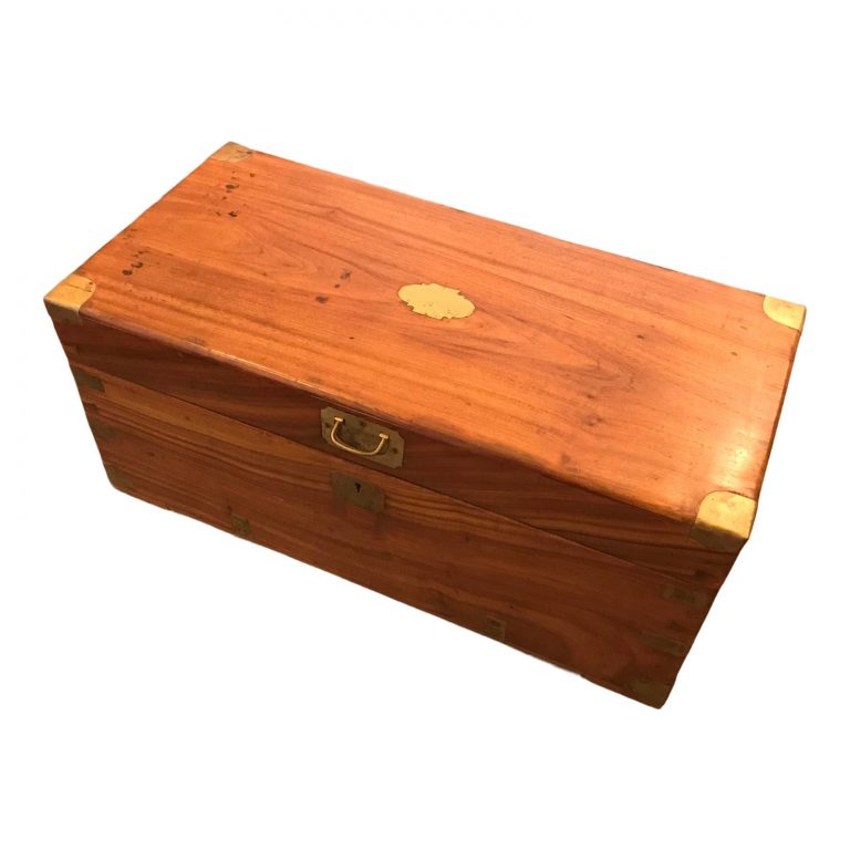Hand-Made Camphor Wood Chest, W/ Brass Detailing, Vintage