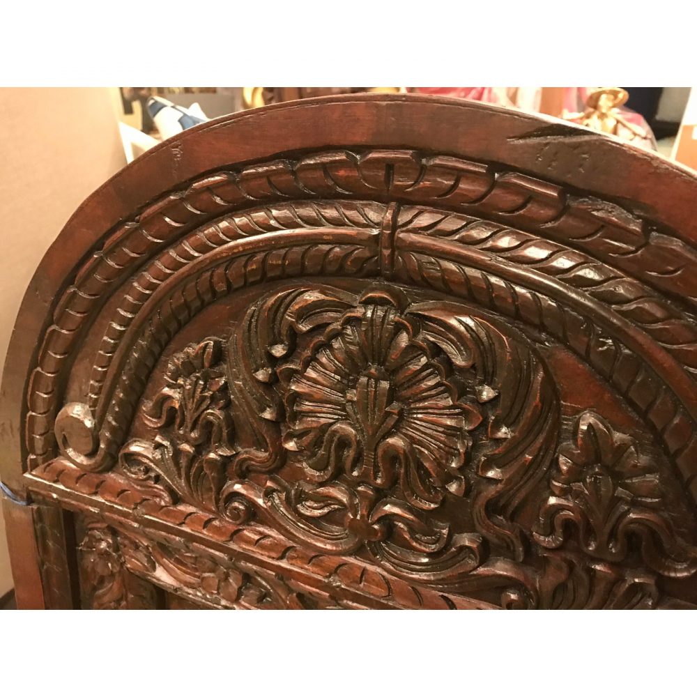 Hand-Carved Jharokha Wooden Arched Temple Frame, Vintage