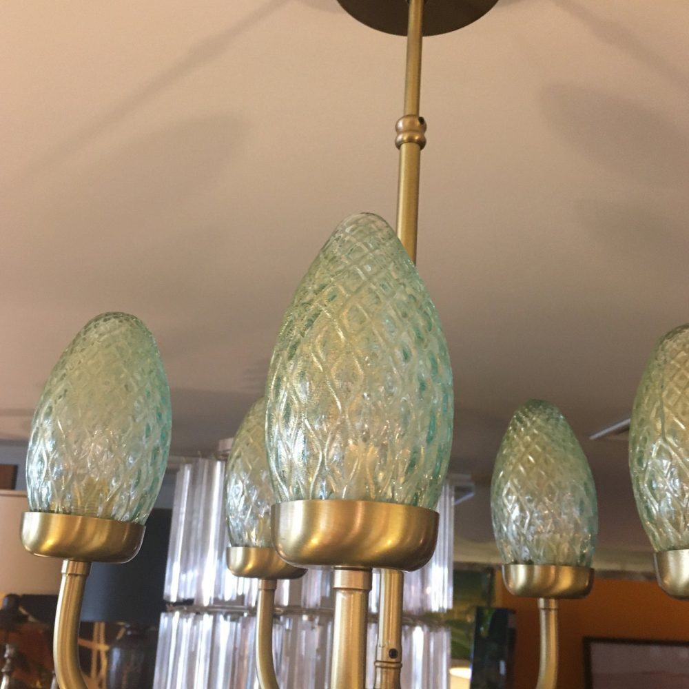 Conical Green Murano Glass Chandelier