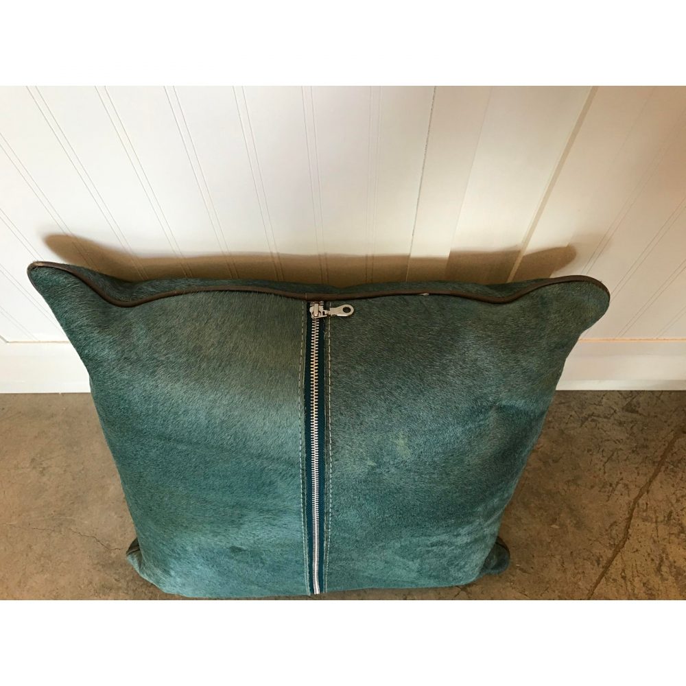 Custom Cow Hide Cushion With Leather Piping