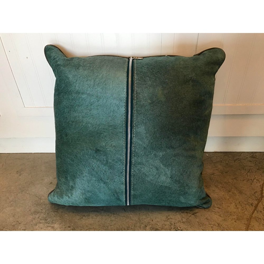 Custom Cow Hide Cushion With Leather Piping