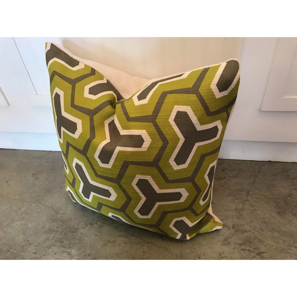 Custom Woven Printed Front Pillow With Woven Solid Reverse Side