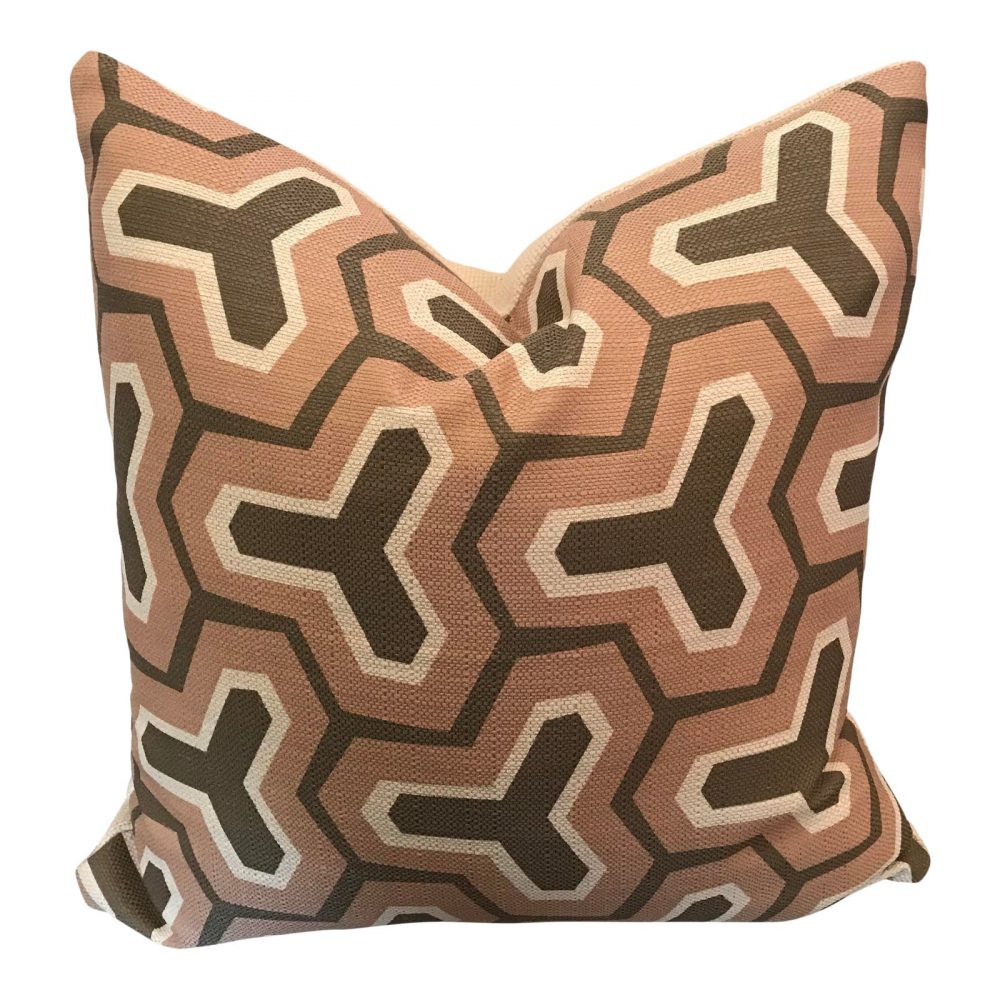 Custom Abstract Woven Pillow With Solid Reverse Side