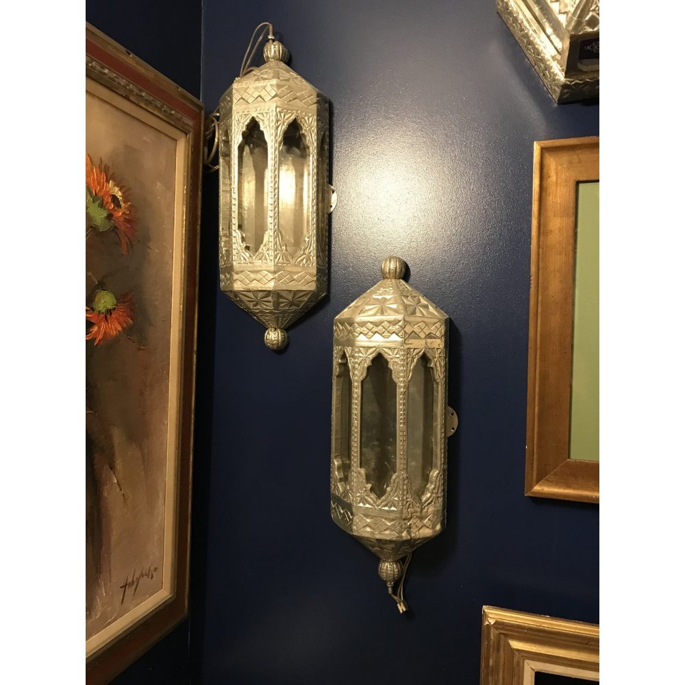 Custom Handcrafted German Silver Wall Mounted Lights - a Pair