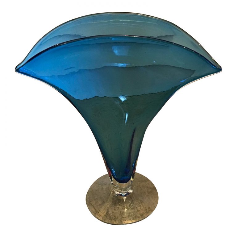 Blenko Handblown Fanned Art Glass Vase