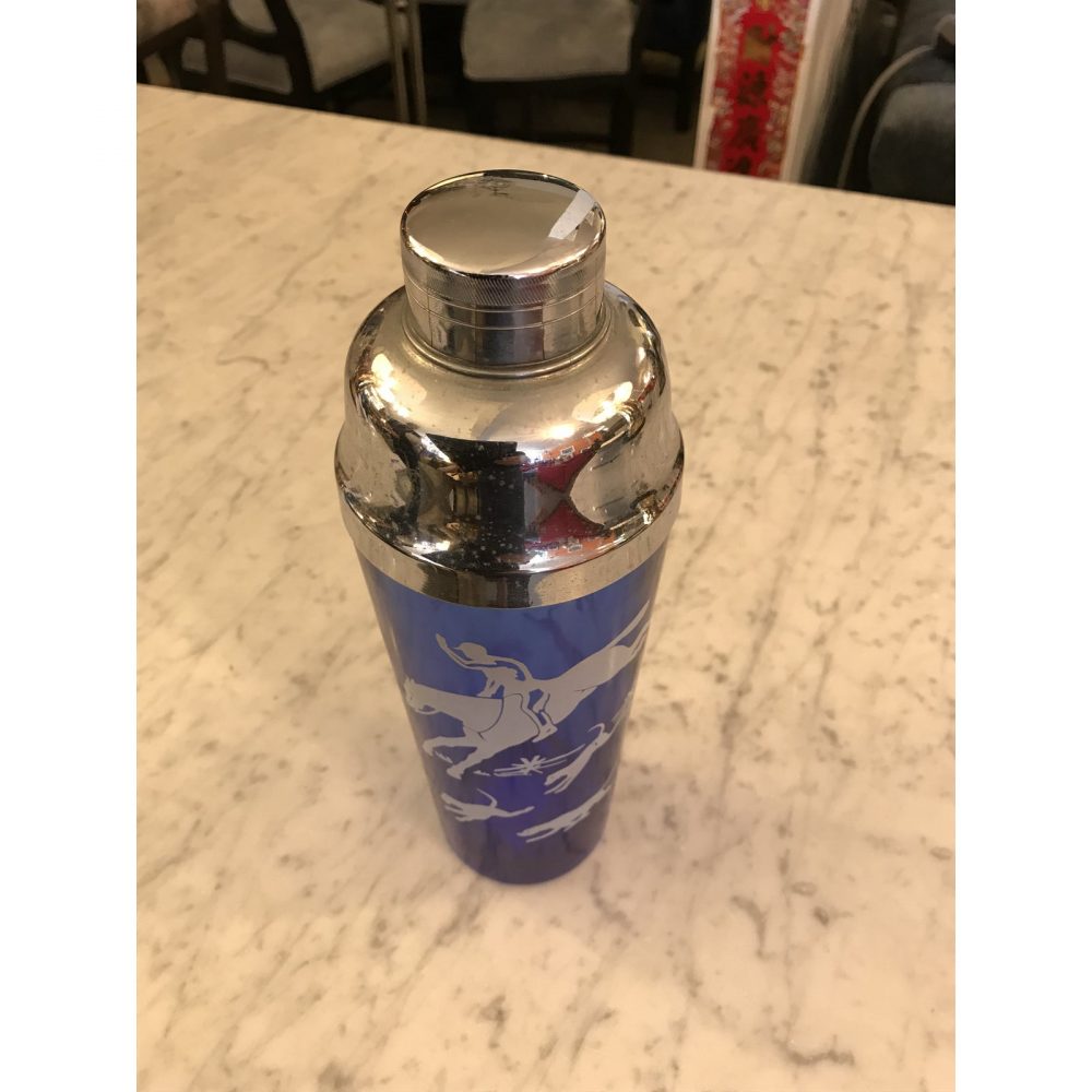 Glass and Steel Decorated Cocktail Shaker