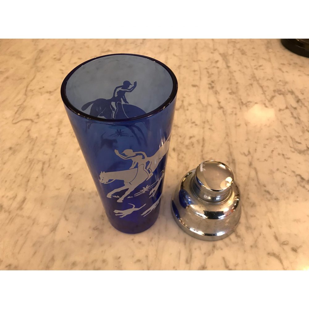 Glass and Steel Decorated Cocktail Shaker