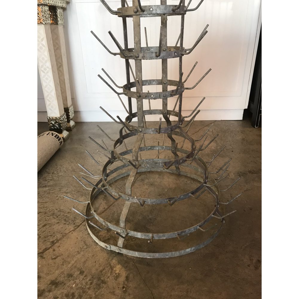French Vintage Tall Metal Bottle Rack