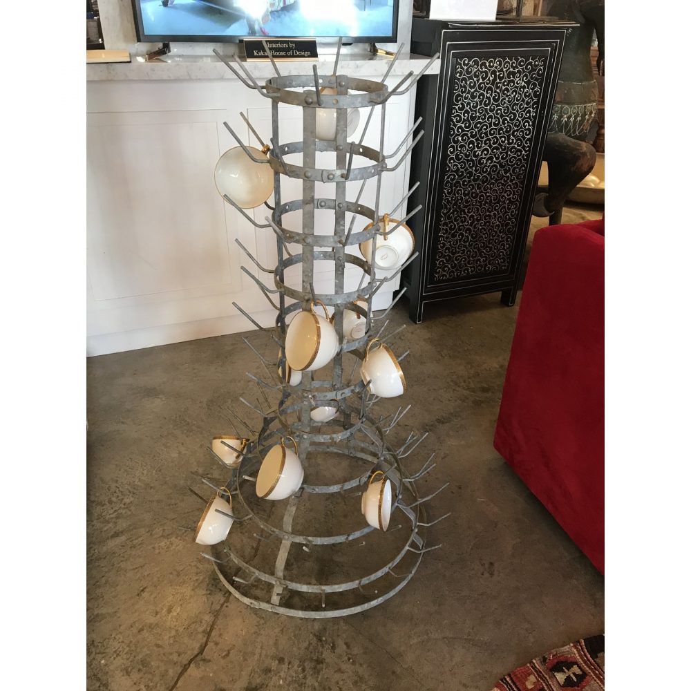 French Vintage Tall Metal Bottle Rack