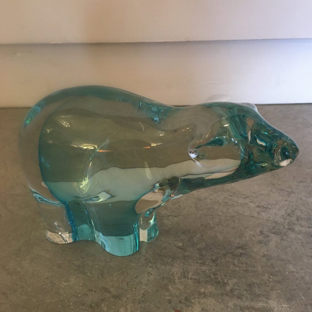 Barbini Handblown Murano Glass Bear Sculpture, Signed