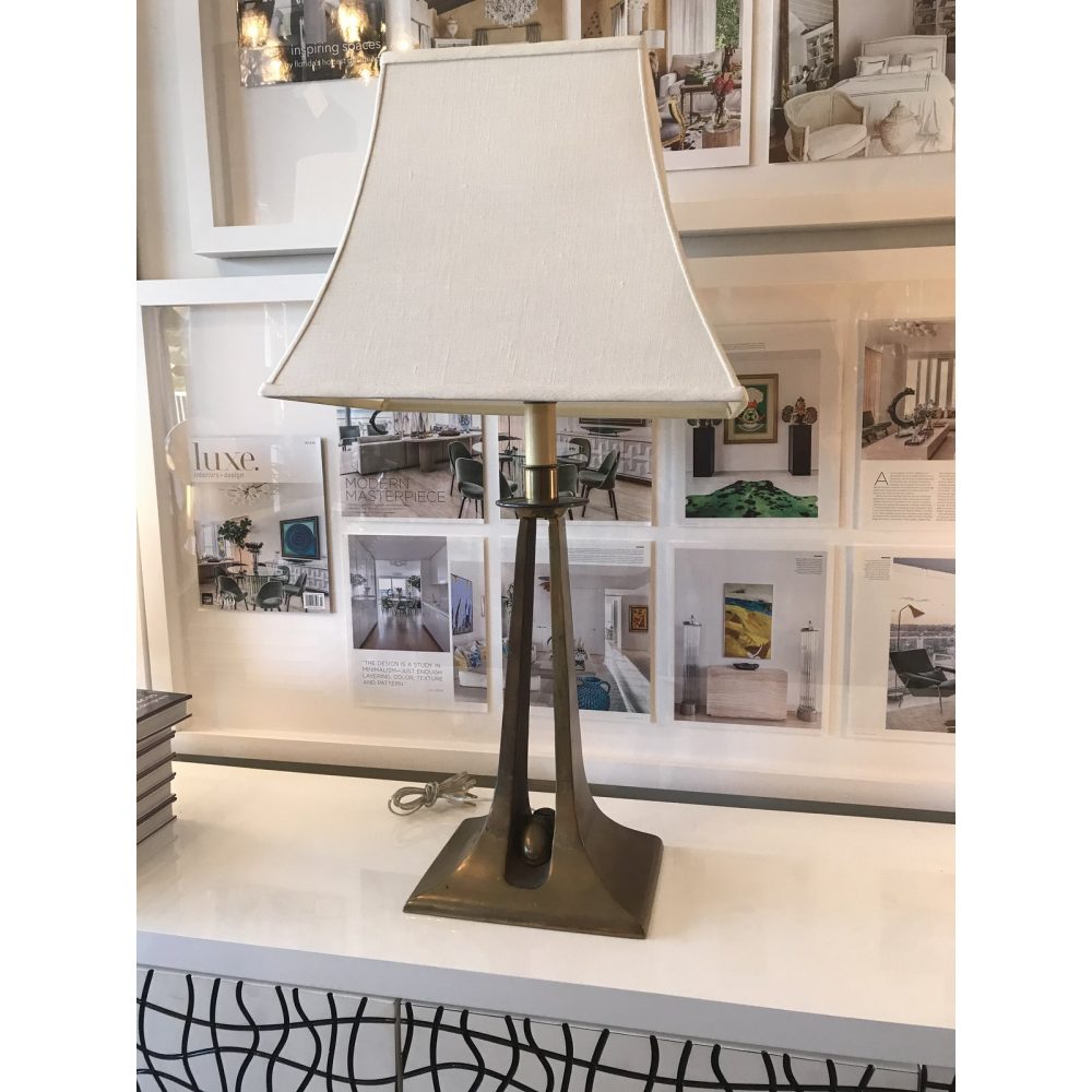 Brass Modernist Lamp With Custom Shade