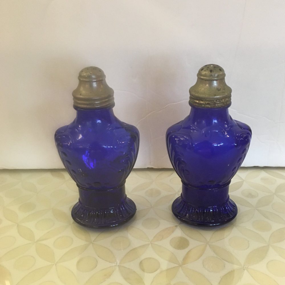 Cobalt Glass Antique Salt and Pepper Shakers