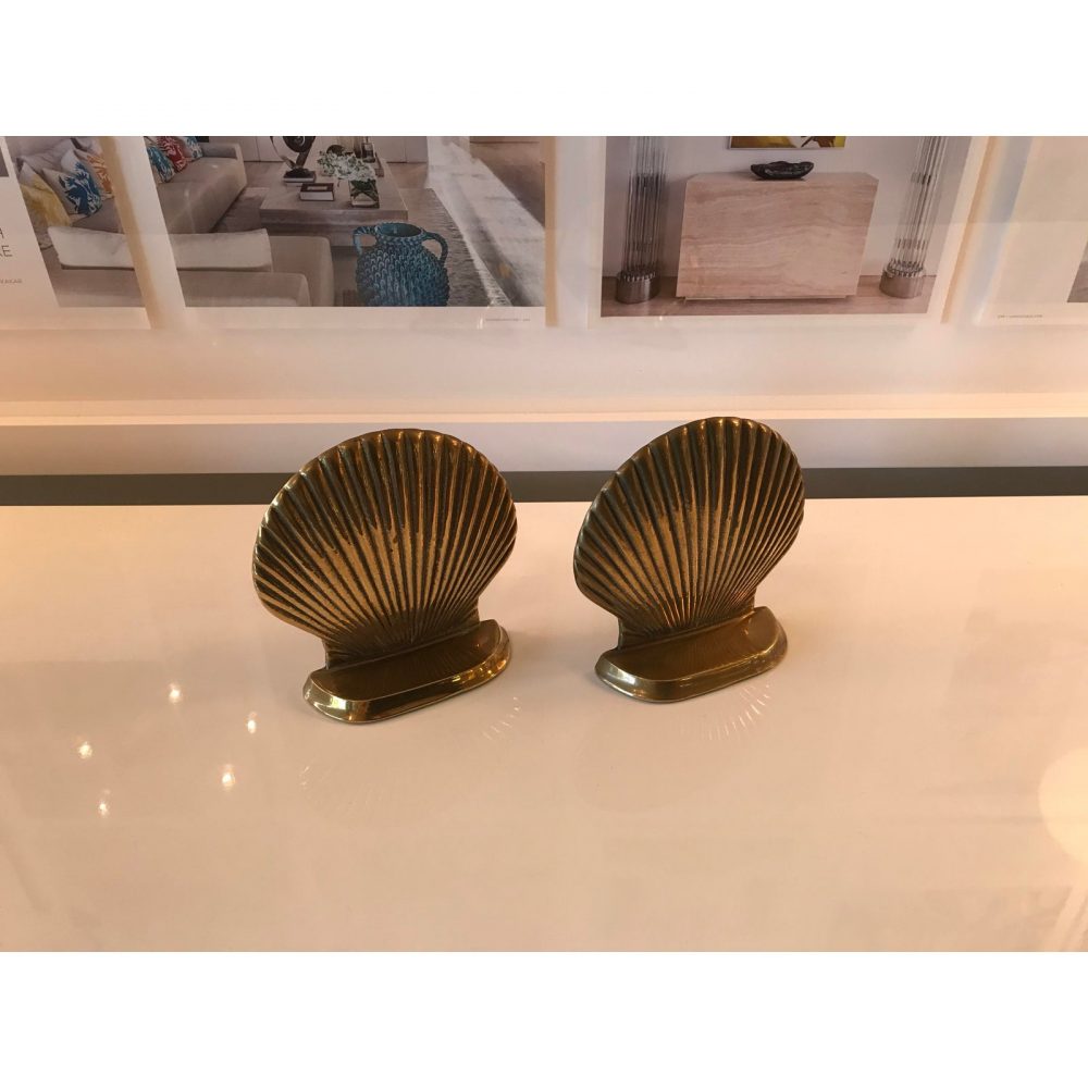 Gatco Solid Brass Sea Shell Bookends - a Pair