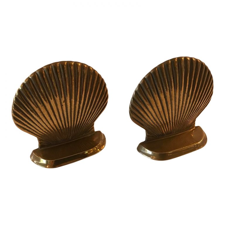 Gatco Solid Brass Sea Shell Bookends - a Pair