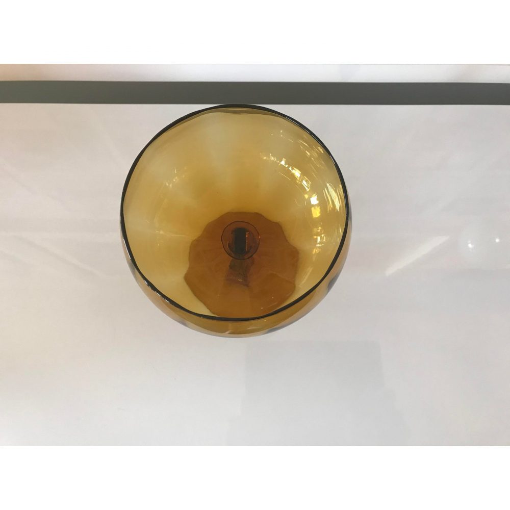 Mid - Century Handblown Amber Glass Pedestal Bowl