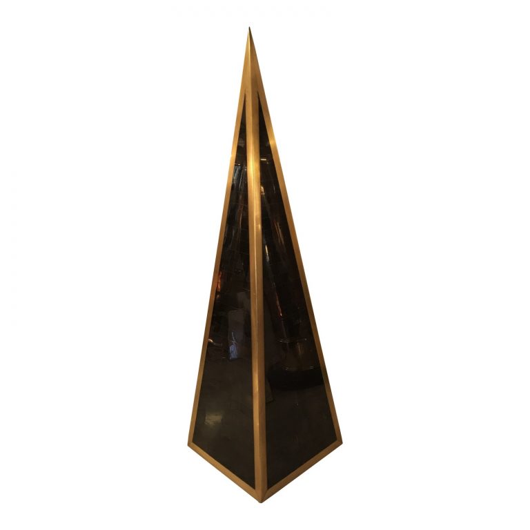 Brass Trimmed Dark Brown Tall Obelisk