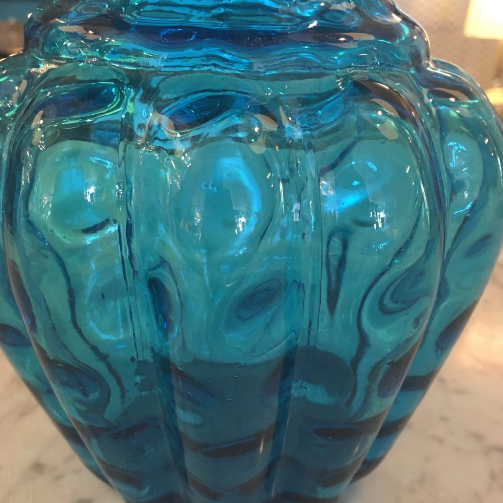 Blue Handblown Art - Glass Pitcher