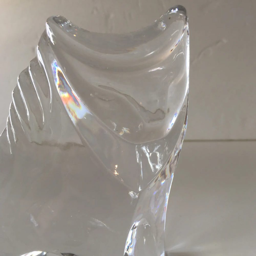 Abstract Transparent Blown - Glass Lion Sculpture