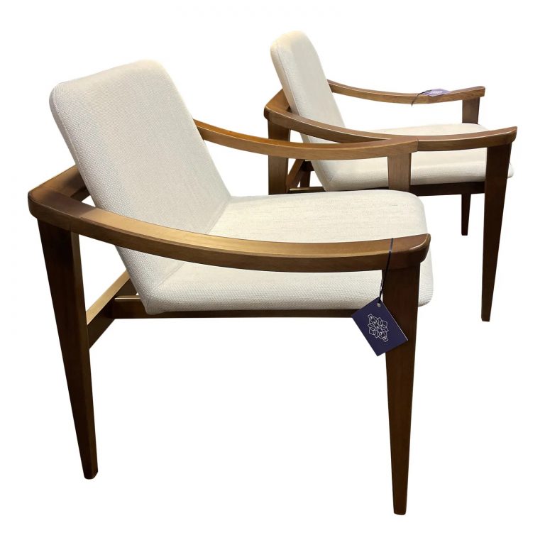 Mid - Century Style Solid Wood and Upholstered Custom - Made Arm Chair