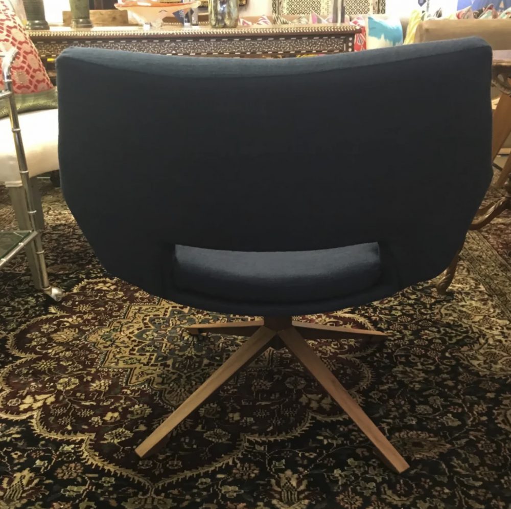 Brazilian Blue and Brown Custom - Made Swivel Arm Chair