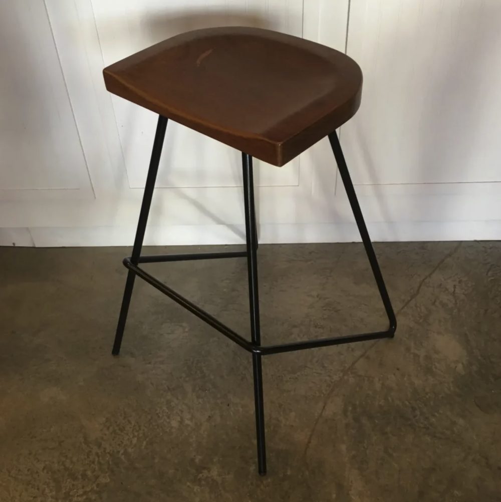 Late 20th Century Wood and Iron Stool